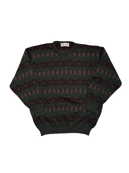 Macaire Other - VINTAGE Grandpacore Macaire Geometric Knit Sweater Pure Wool Canada Sz Medium